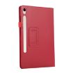 Samsung Galaxy Tab S9 Ultra Red Litchi Leather Case with Holder - 2