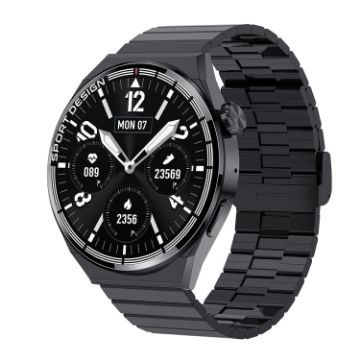 HDT MAX 1.60" Black Dial Bamboo Steel Band IP68 Waterproof Smartwatch - 1