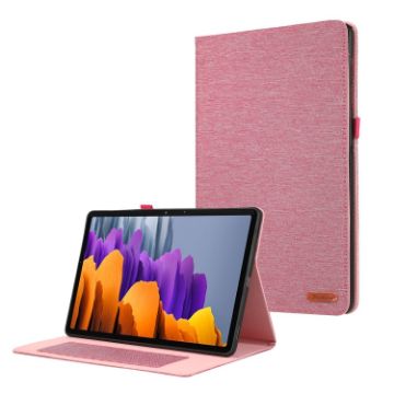 Samsung Galaxy Tab S10 Ultra Rose Red Fabric Flip Leather Case - 1