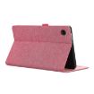 Samsung Galaxy Tab A9+ Rose Red Fabric Texture Flip Leather Case - 6
