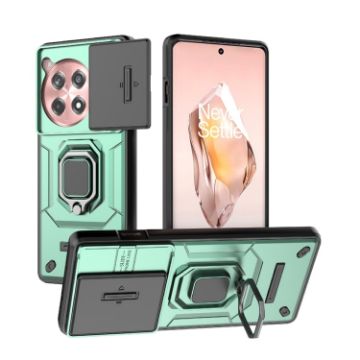 OnePlus ACE 3 5G Green Shockproof Phone Case with Holder - 1
