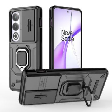 OnePlus ACE 3V Shockproof Phone Case with Holder - Black Camshield TPU+PC - 1