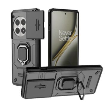 OnePlus Ace 3 Pro 5G Shockproof Case with Holder - Black TPU + PC - 1