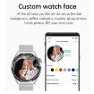 HDT MAX 1.60" Silver Dial Leather Band IP68 Waterproof Smart Watch Brown - 7
