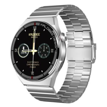 1.3" Bamboo Steel Smart Watch, IP68 Waterproof, Bluetooth Call, Silver - 1