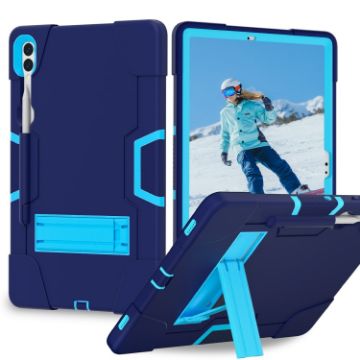 Samsung Galaxy Tab S9+ Silicone PC Case with Holder - Navy Blue/Blue - 1