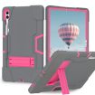 Samsung Galaxy Tab S9+ Silicone PC Case with Holder - Grey/Rose Red - 1