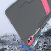 Samsung Galaxy Tab S9+ Silicone PC Case with Holder - Grey/Rose Red - 6