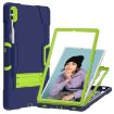 Samsung Galaxy Tab S9+ Silicone PC Case with Holder - Navy Blue/Green - 2