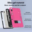 Samsung Galaxy Tab S9+ Black/Rose Red Silicone PC Case with Holder - 3