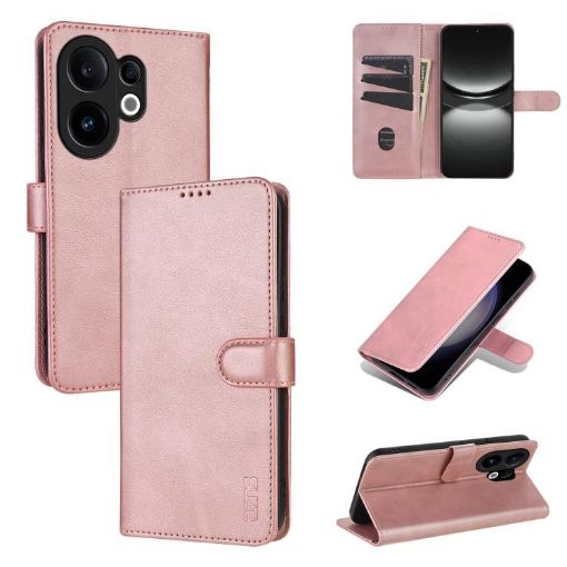 Vivo S30 AZNS Rose Gold Flip Leather Phone Case - Calf Texture Skin Feel - 1