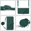 Moto G15 Power Crossbody 3D Embossed Flip Leather Case - Dark Green - 3
