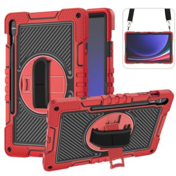 Samsung Galaxy Tab S9+ 360 Rotation Silicone Case Red/Black - 1
