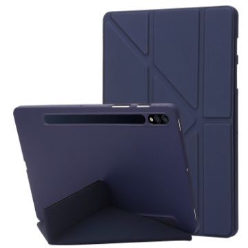 Samsung Galaxy Tab S10+/S9+ Dark Blue Silicone Leather Tablet Case - 1