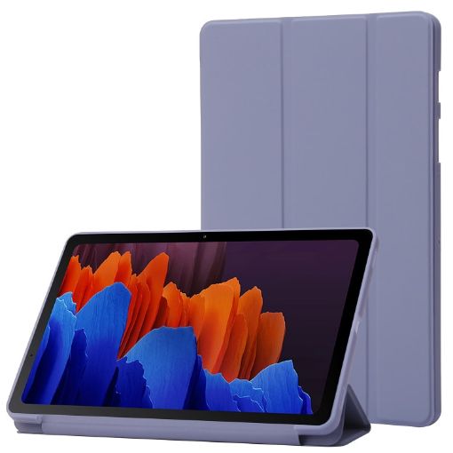 Samsung Galaxy Tab S9+/S10+ Purple Silicone Leather Tablet Case 3-Fold Holder - 1