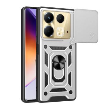 Infinix Note 40 4G Phone Case Silver - Sliding Camera Cover TPU+PC - 1