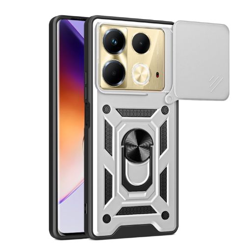 Infinix Note 40 4G Phone Case Silver - Sliding Camera Cover TPU+PC - 1