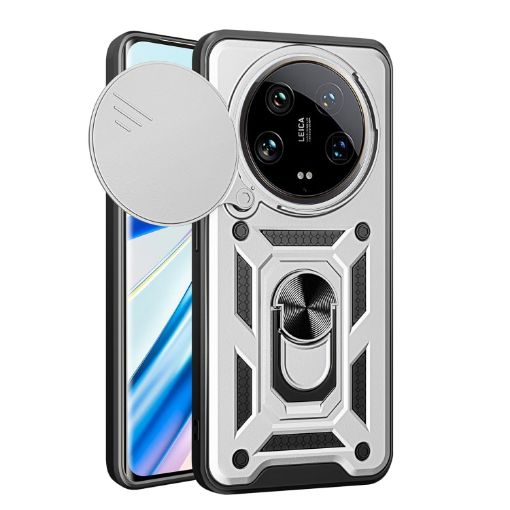 Xiaomi 14 Ultra Silver TPU Hybrid PC Case with Sliding Camera Cover - 1