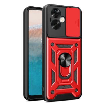OPPO A79 5G Red Phone Case with Sliding Camera Cover TPU Hybrid PC - 1