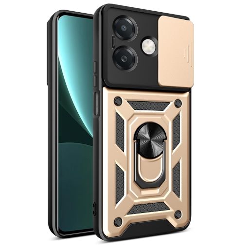 OPPO A3x 5G/4G Gold Sliding Camera Cover TPU Hybrid PC Case - 1