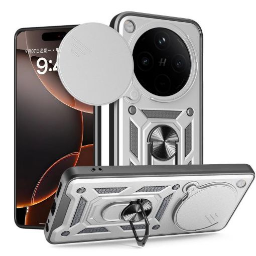 OPPO Find X8 Pro Silver TPU Hybrid PC Case with Sliding Camera Cover - 1