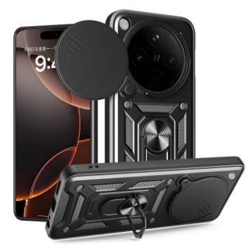 OPPO Find X8 Phone Case Black - Sliding Camera Cover TPU Hybrid PC - 1