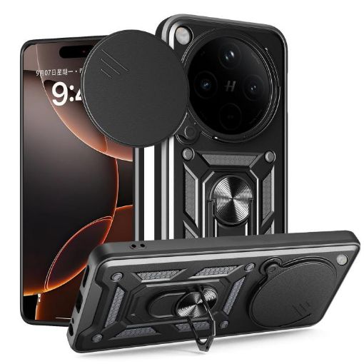 OPPO Find X8 Phone Case Black - Sliding Camera Cover TPU Hybrid PC - 1