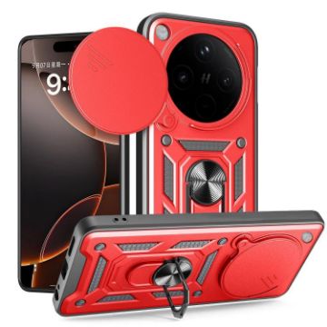 OPPO Find X8 Red TPU Hybrid PC Case with Sliding Camera Cover - 1