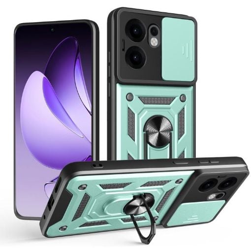 OPPO Reno13 F 4G/5G Mint Green Sliding Camera Cover TPU Hybrid Case - 1