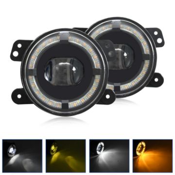 Jeep Wrangler JK 2 Door 2007-2015 4" Light Guide Fog Light Pair Yellow/White - 1