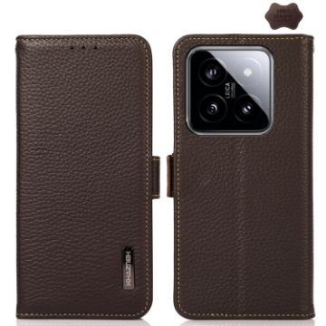 Xiaomi 14 Ultra KHAZNEH Brown Leather RFID Phone Case - 1