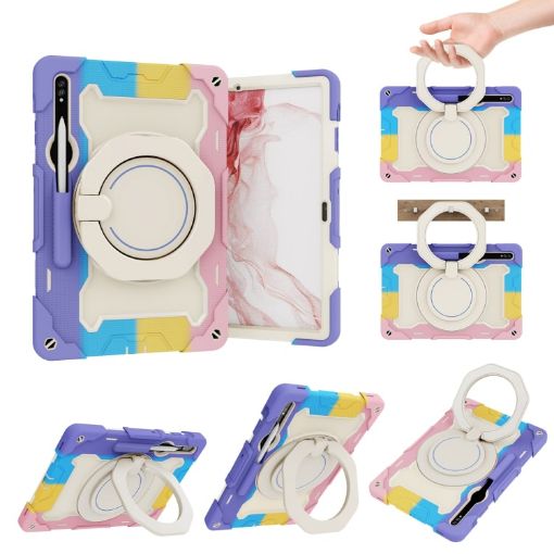 Samsung Galaxy Tab S9+ Armor Case with Rotating Ring - Colorful Pink - 1