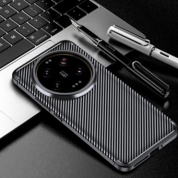 Xiaomi 14 Ultra Shockproof TPU Case - Carbon Fiber Texture, Black - 1