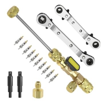 15pcs Air Conditioning Valve Core Tool Set with Wrench & Valve Core - 1