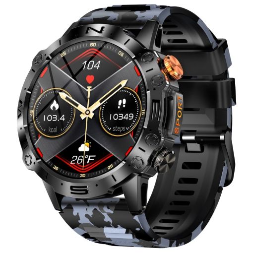 K59 IP67 BT5.0 Smart Watch 1.43" Voice Call/Sleep Detection Camo Blue - 1