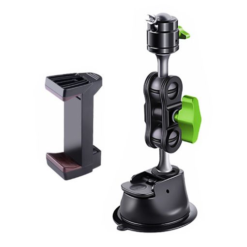 23cm Single Suction Cup Pea Clamp Arm with Elastic Phone Holder - 1