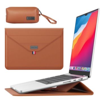 13/14 Inch Brown Laptop Sleeve & Accessories Bag - Envelope Holder - 1