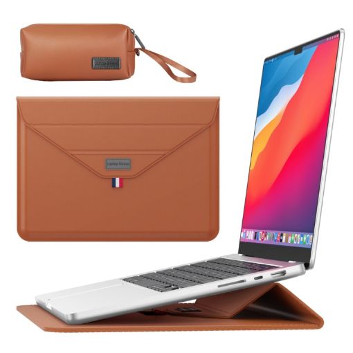 13/14 Inch Brown Laptop Sleeve & Accessories Bag - Envelope Holder - 1