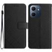 OPPO A5x 4G/5G Global Leather Phone Case - Rhombic Grid Texture Black - 1