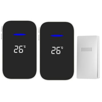 Wireless Doorbell & Elderly Pager with Temp Display, US Plug - White - 1