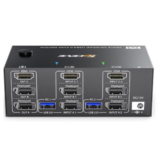 8K 30Hz USB3.0 Triple Monitor KVM Switch - KC-KVM203DH, AU Plug - 1