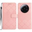 Xiaomi 14 Ultra Pink Leather Phone Case - Rhombic Grid Texture - 1
