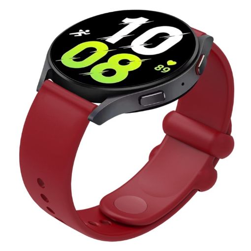 Universal 22mm Wine Red Silicone Watch Band with Reverse Buckle - 1