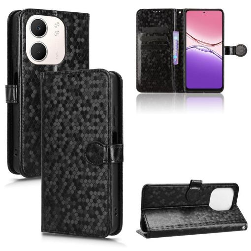 OPPO A5x 5G/4G Global Honeycomb Dot Leather Phone Case - Black - 1