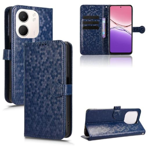 OPPO A5x 5G/4G Global Honeycomb Dot Leather Phone Case - Blue - 1