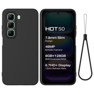 Infinix Hot 50 4G Black Liquid Silicone Dropproof Full Coverage Case - 1