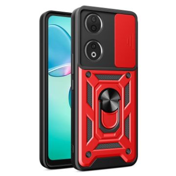 For Honor 90 5G Red Phone Case with Sliding Camera Cover TPU+PC Design - 1