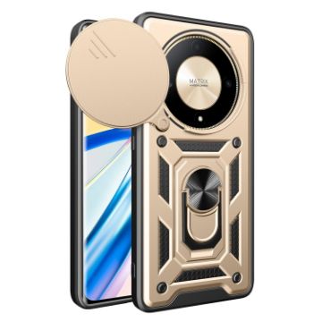 For Honor X9b Gold Phone Case with Sliding Camera Cover TPU+PC Design - 1
