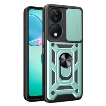 For Honor X7b Green TPU+PC Phone Case with Sliding Camera Cover - 1