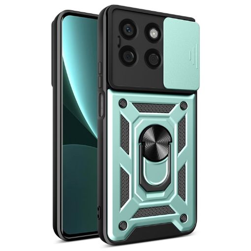 For Honor X8b Green TPU+PC Phone Case with Sliding Camera Cover - 1